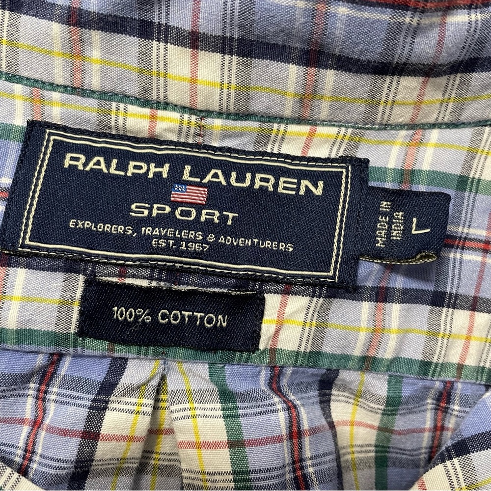 Ralph Lauren Sport Plaid Multi Color Men's Button Down Dress Shirt Size L - Picture 8 of 9